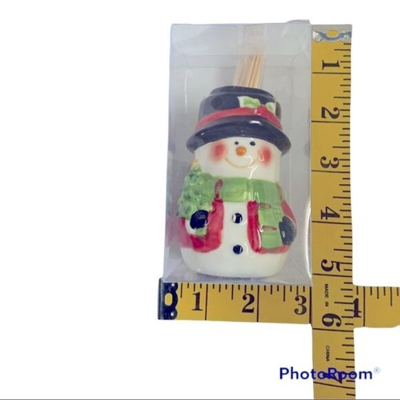 Snowman Toothpick Holder Hand Painted Ceramic Holiday Kitchen Decor Gadget - Picture 4 of 9